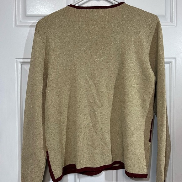 2/$30 Alfred Dunner Petite Metallic Floral Sweater Red and Cream Size PL - Picture 3 of 4